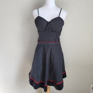 Caroline Morgan Polka Dot Dress Womens 16 12 US Black Fit Flare Rockabilly Pinup